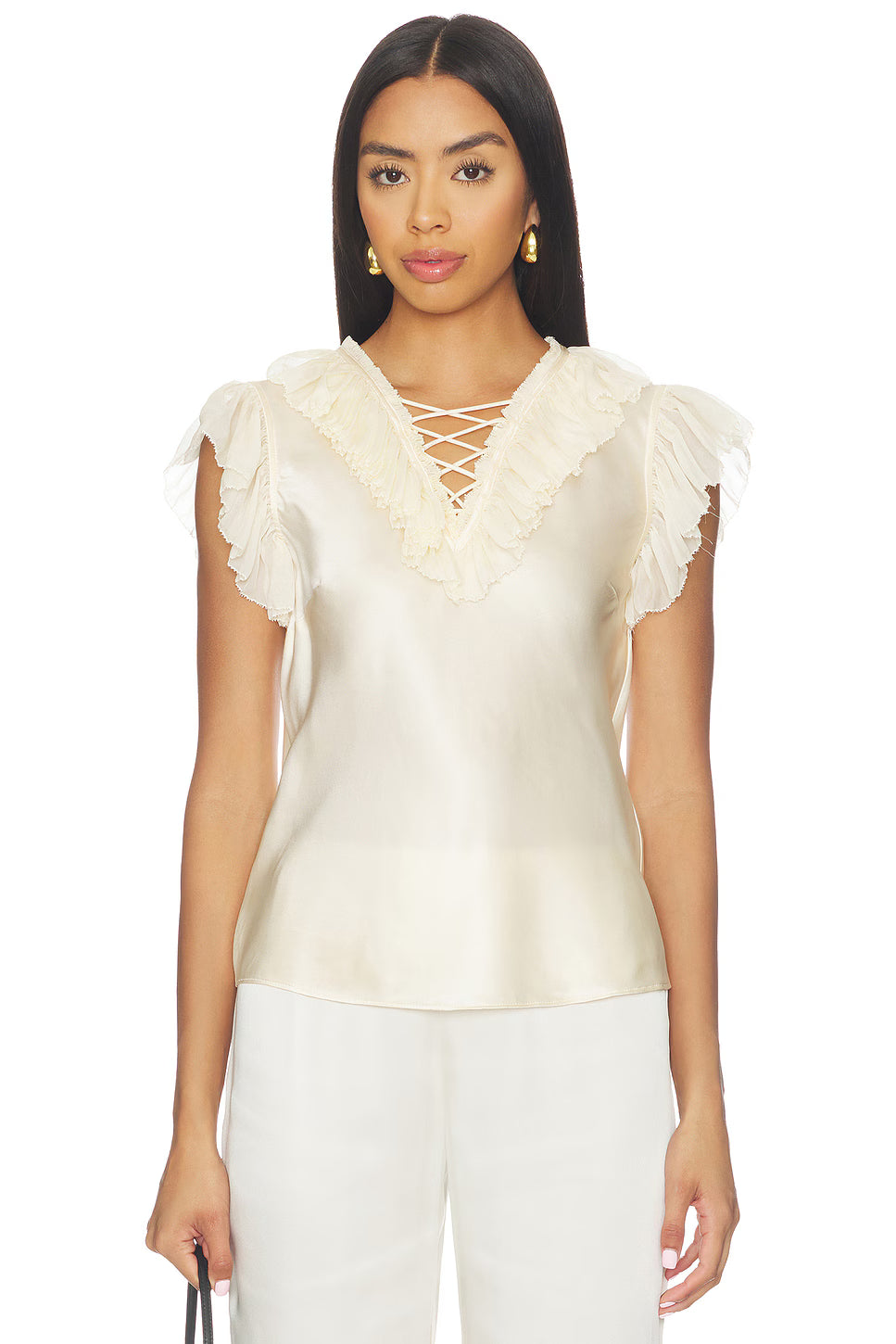 Ulla Johnson - Ilyana Silk top with Lace in Ivory