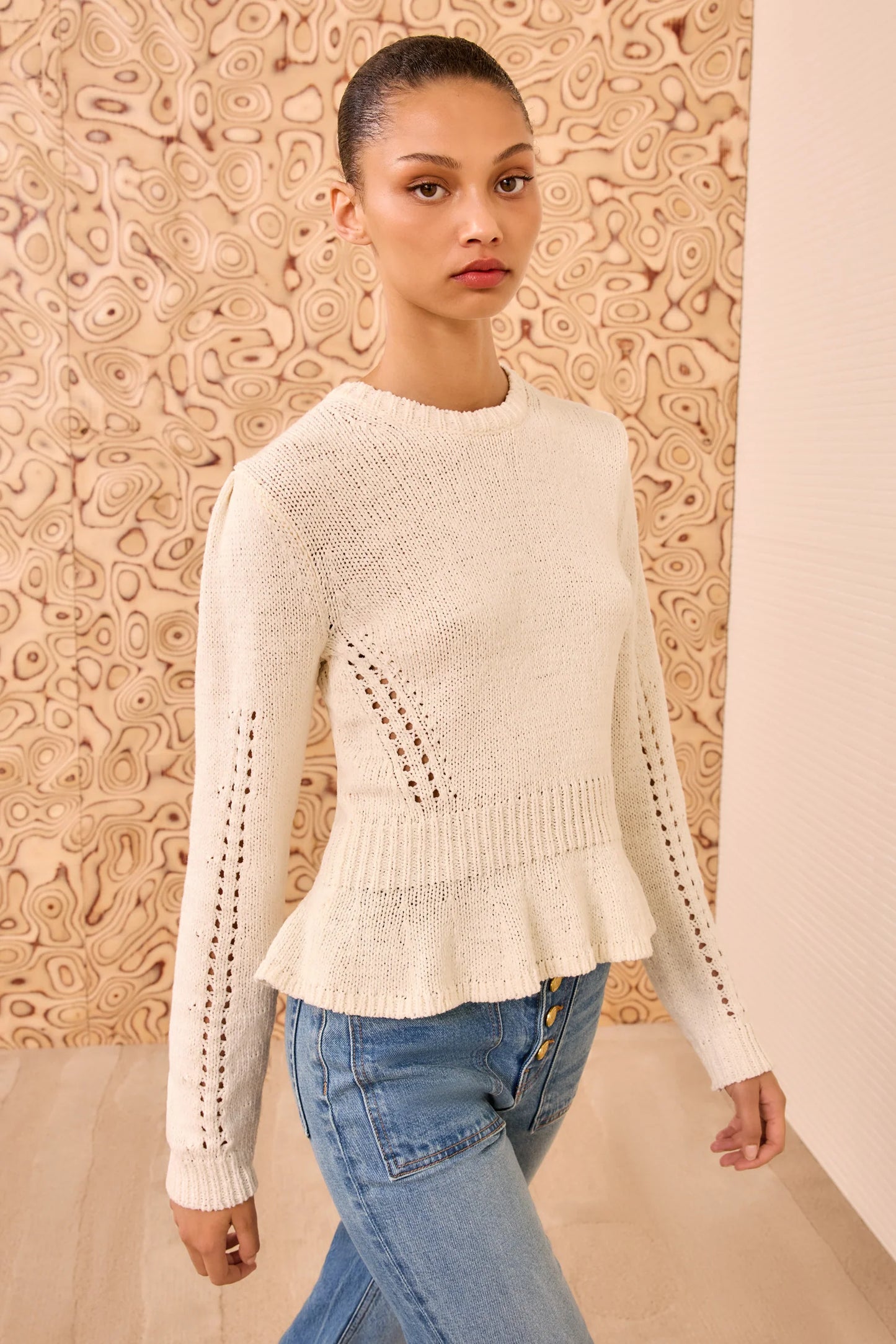 Ulla Johnson - Aurelie peplum Pullover in Cowrie