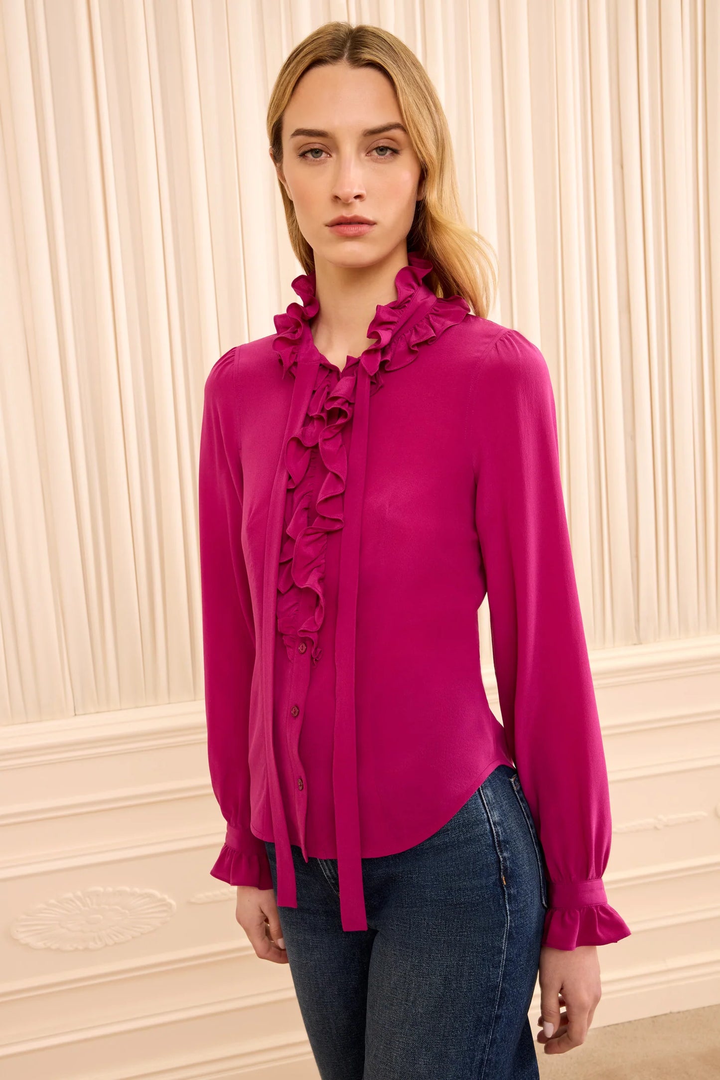 Ulla Johnson - Catroux long sleeve silk blouse in Orchid