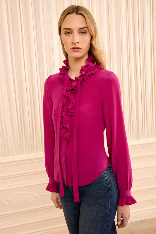 Ulla Johnson - Catroux long sleeve silk blouse in Orchid