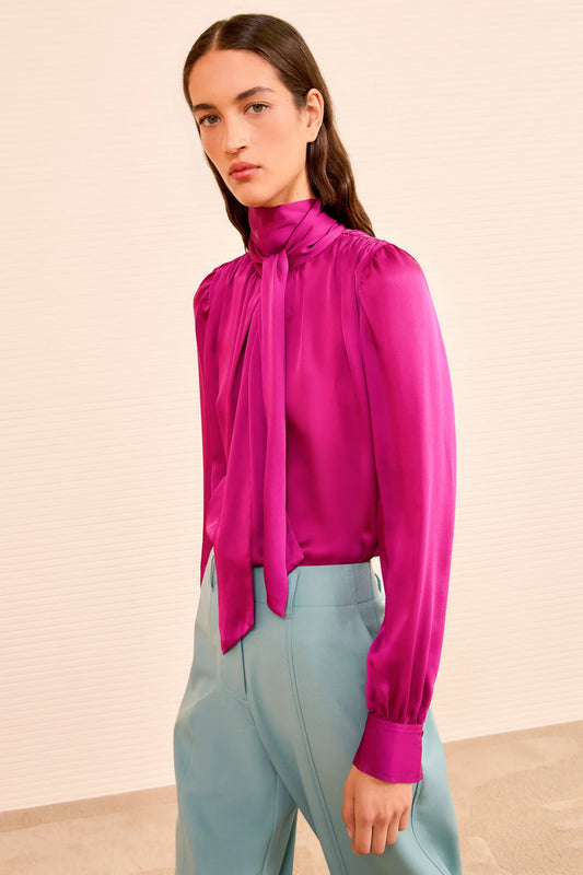 Ulla Johnson - Ornament Tie Blouse in Mulberry