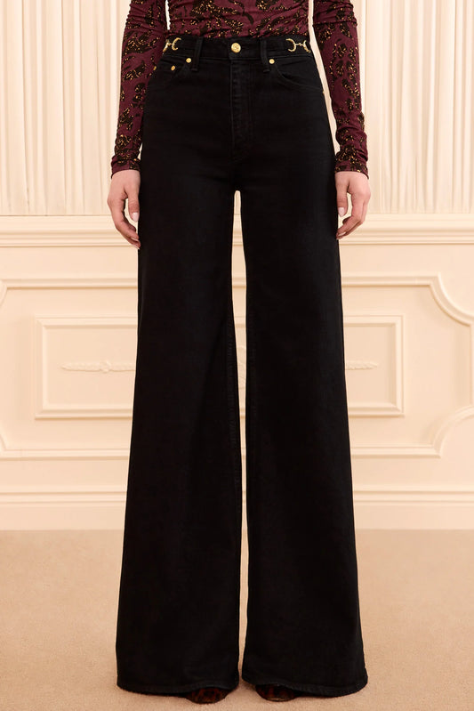 Ulla Johnson - Stretch Valory Flare jean in noir black