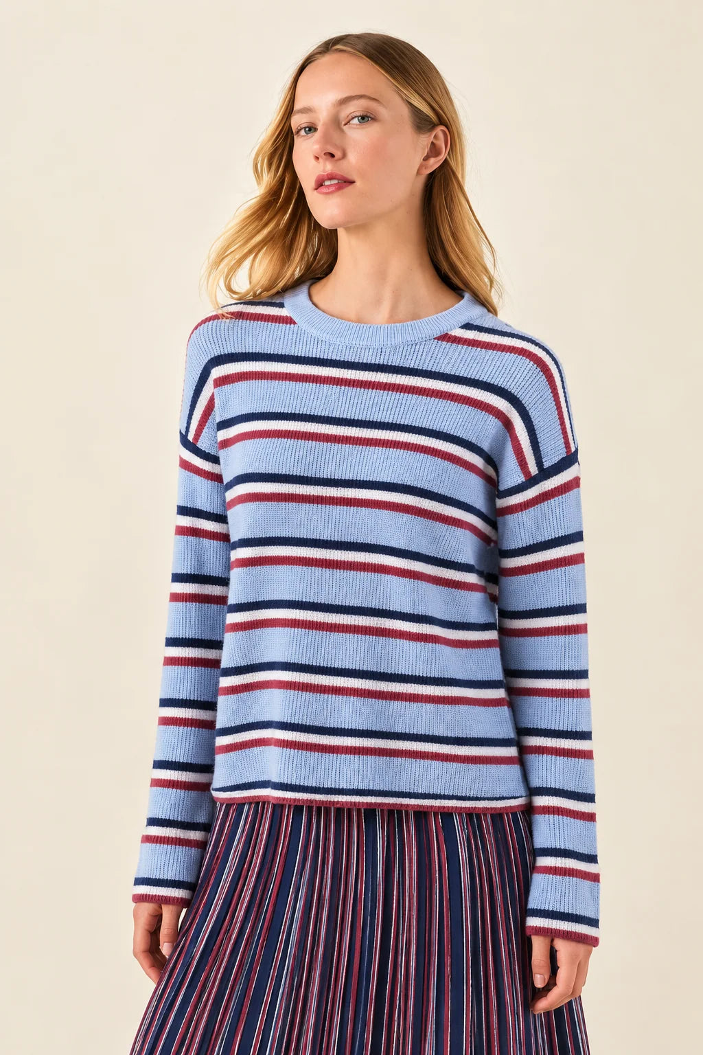 Velvet - Beth Striped Sweater in blue
