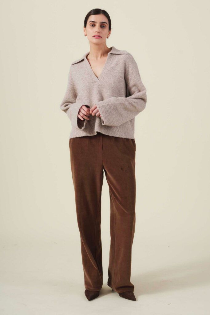Velvet - Carson Collard Sweater in Oat