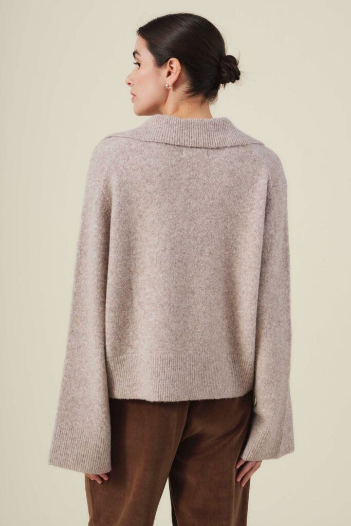 Velvet - Carson Collard Sweater in Oat