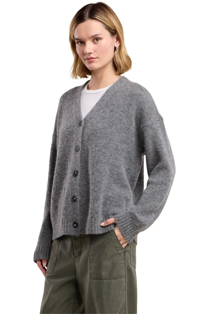 Velvet - Lea Long Sleeve Cardigan in Medium Heather Grey