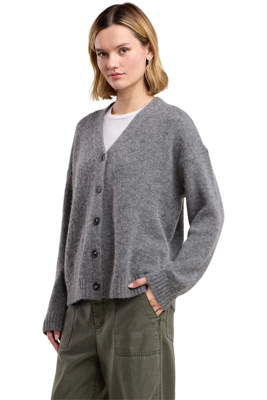 Velvet - Lea Long Sleeve Cardigan in Medium Heather Grey