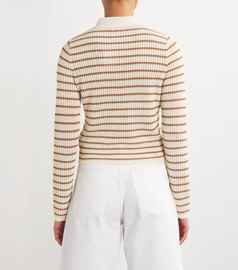 Rag & Bone - Viola Stripe L/S Polo in Ivory Multi