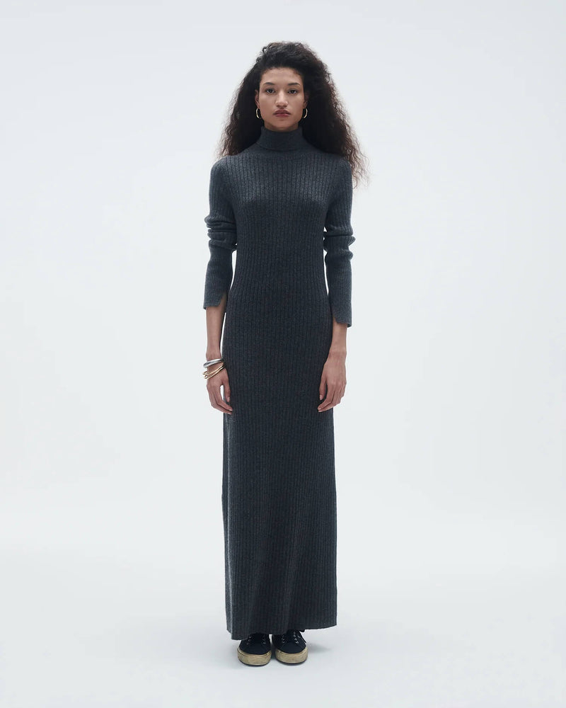 Guest In Residence - Wide Rib Turtleneck dress in Charcoal