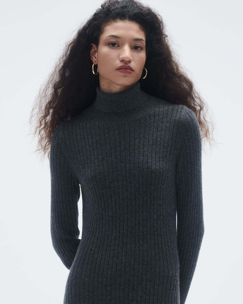 Guest In Residence - Wide Rib Turtleneck dress in Charcoal