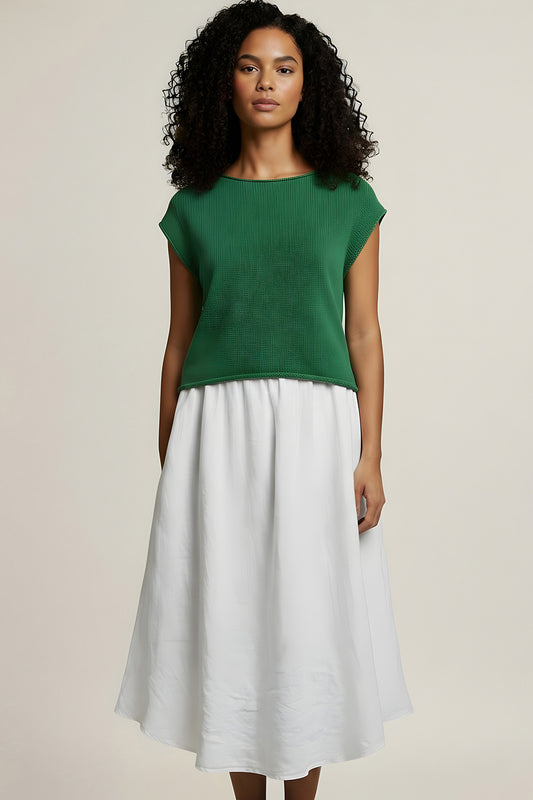 The Milou Sweater is a polished warm-weather layer with effortless appeal. Crafted from cotton tape yarn in a relaxed