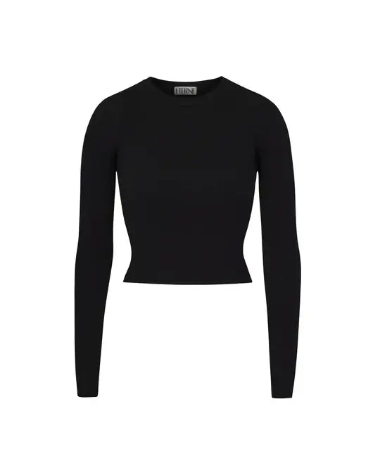 Eterne - Long Sleeve Cropped top in Black