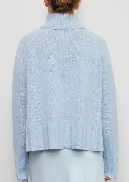 Brazeau Tricot - Rob mock Neck Sweater in Chambray Blue