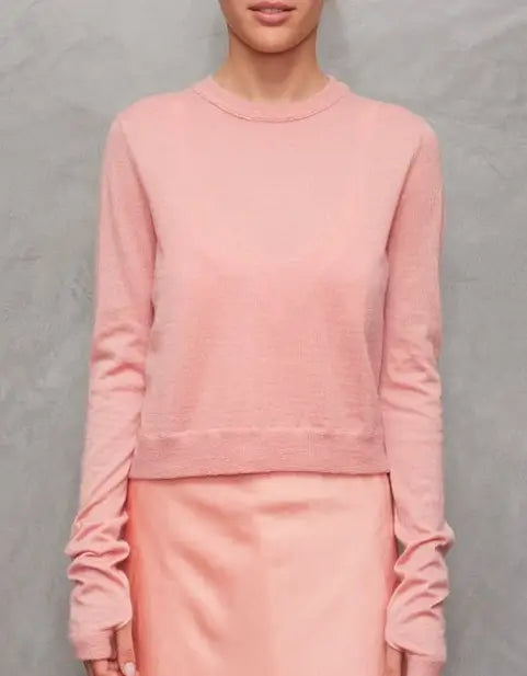 Brazeau Tricot - All Thumbs Tissue cashmere sweater in Nectarine