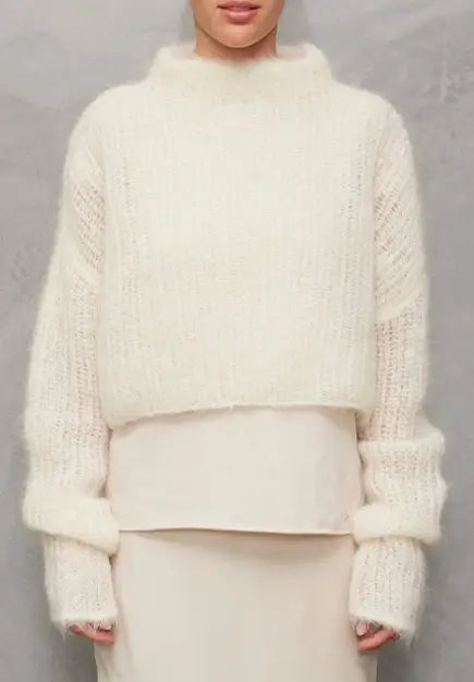 Brazeau Tricot - Charlotte's web topper sweater in Creme