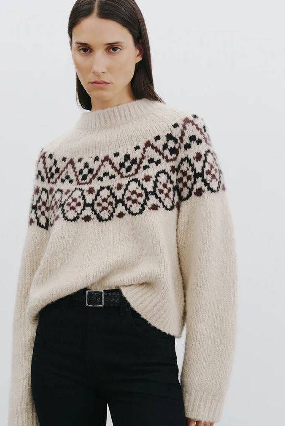 Nili Lotan - Chrissy Sweater in Beige Melange fairisle