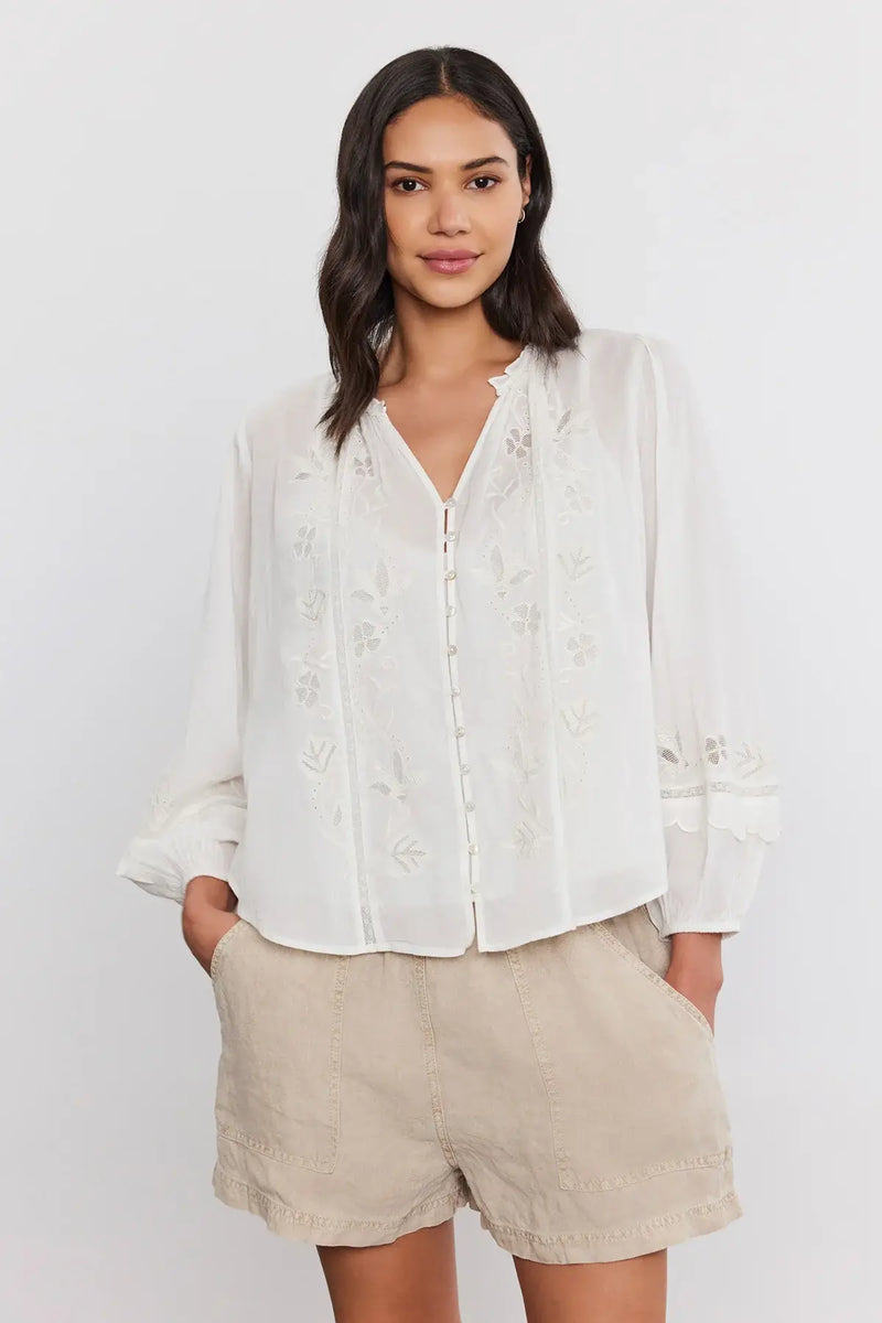 Velvet - Arianne top in off white