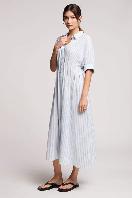 Velvet - Saron maxi dress in white/blue