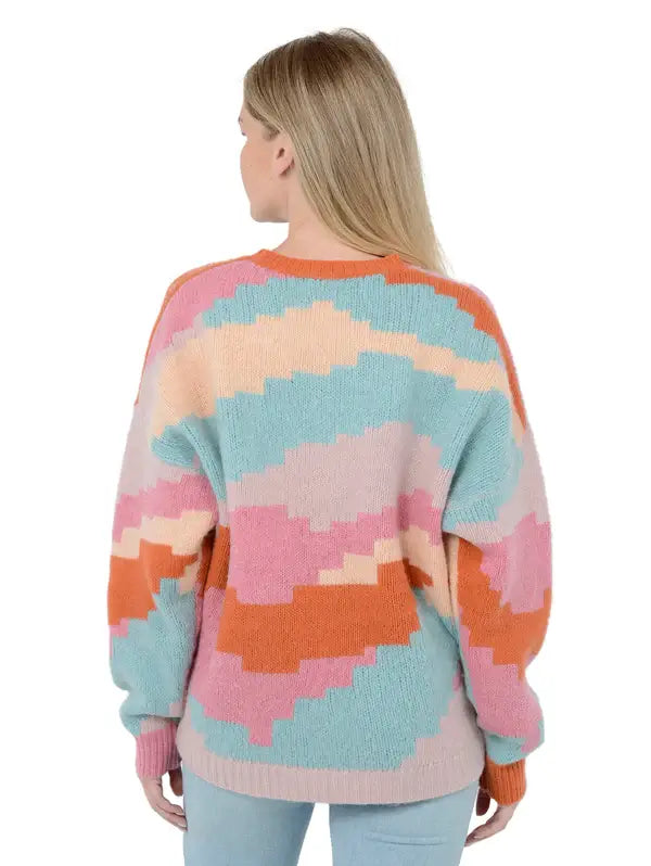 27 Miles - Ersa Sweater in Multi blue pink