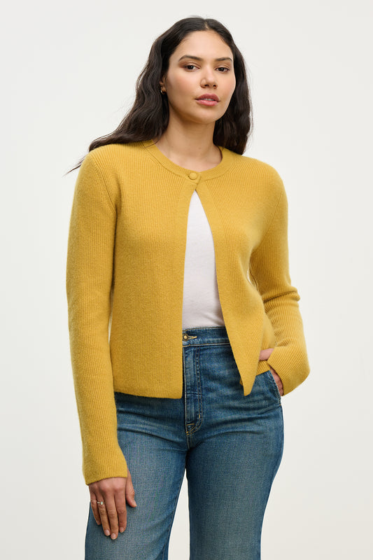 Velvet - Tina Cardigan in Mustard