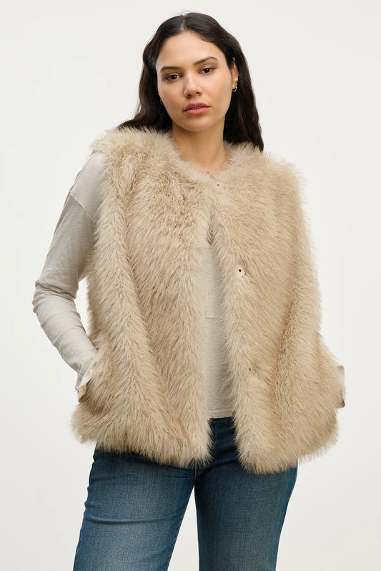 Velvet - Anastasia fur vest in taupe