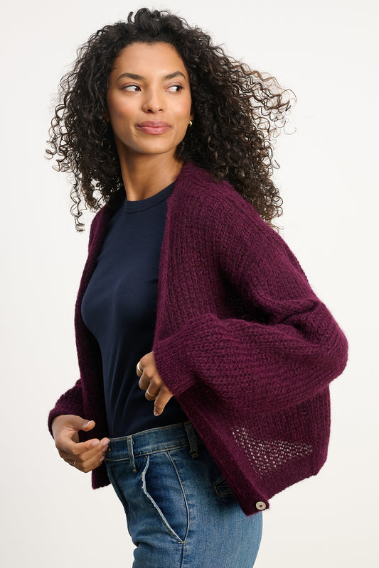 Velvet - Rayna Cardigan in blackberry