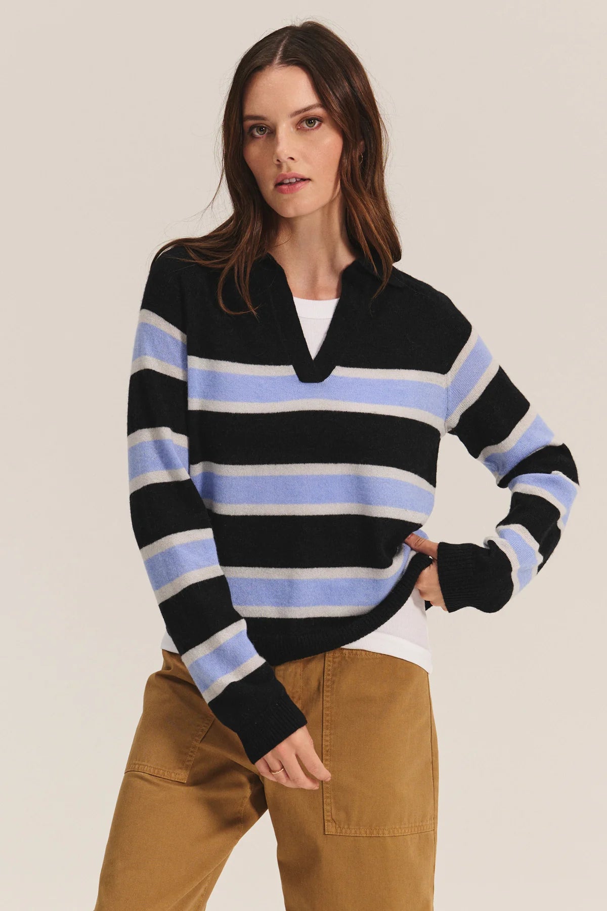 Velvet - Everlake sweater polo in multi blue