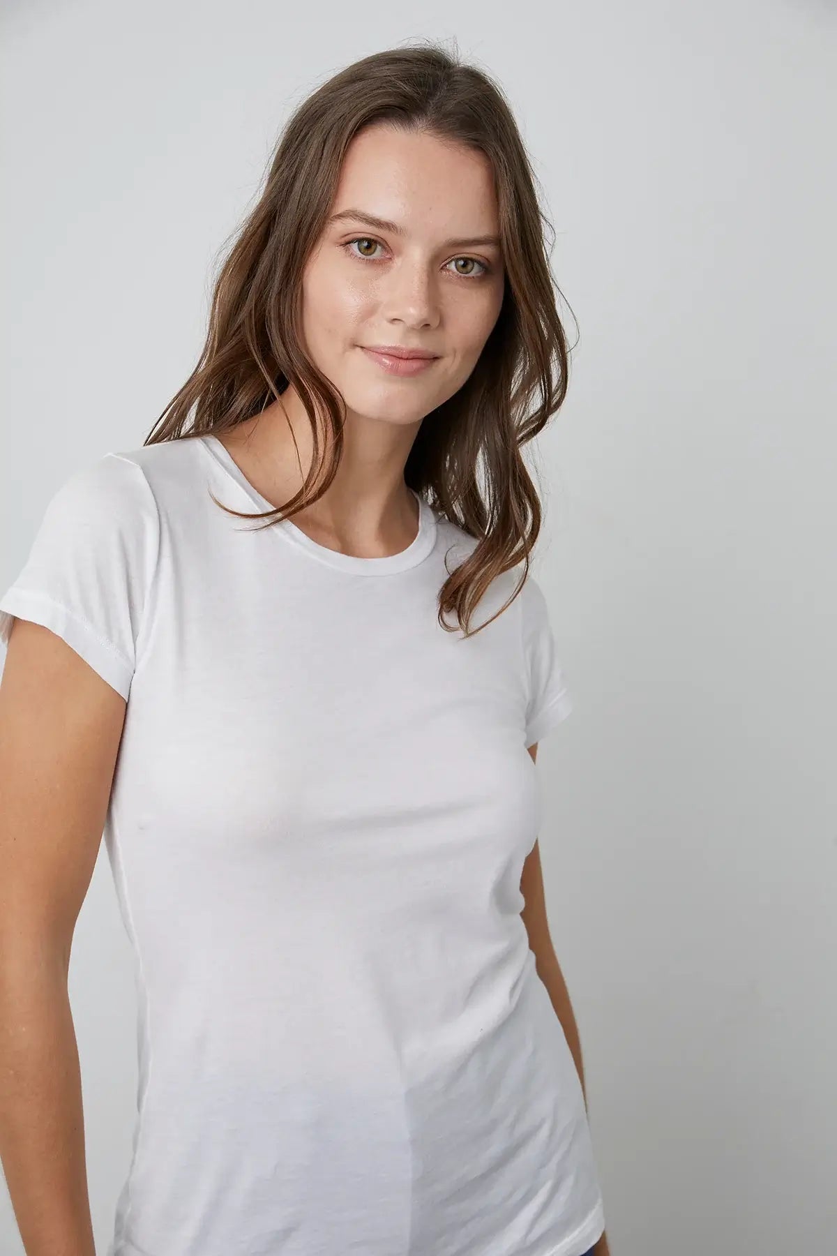 Velvet - Jemma crew neck Top in White