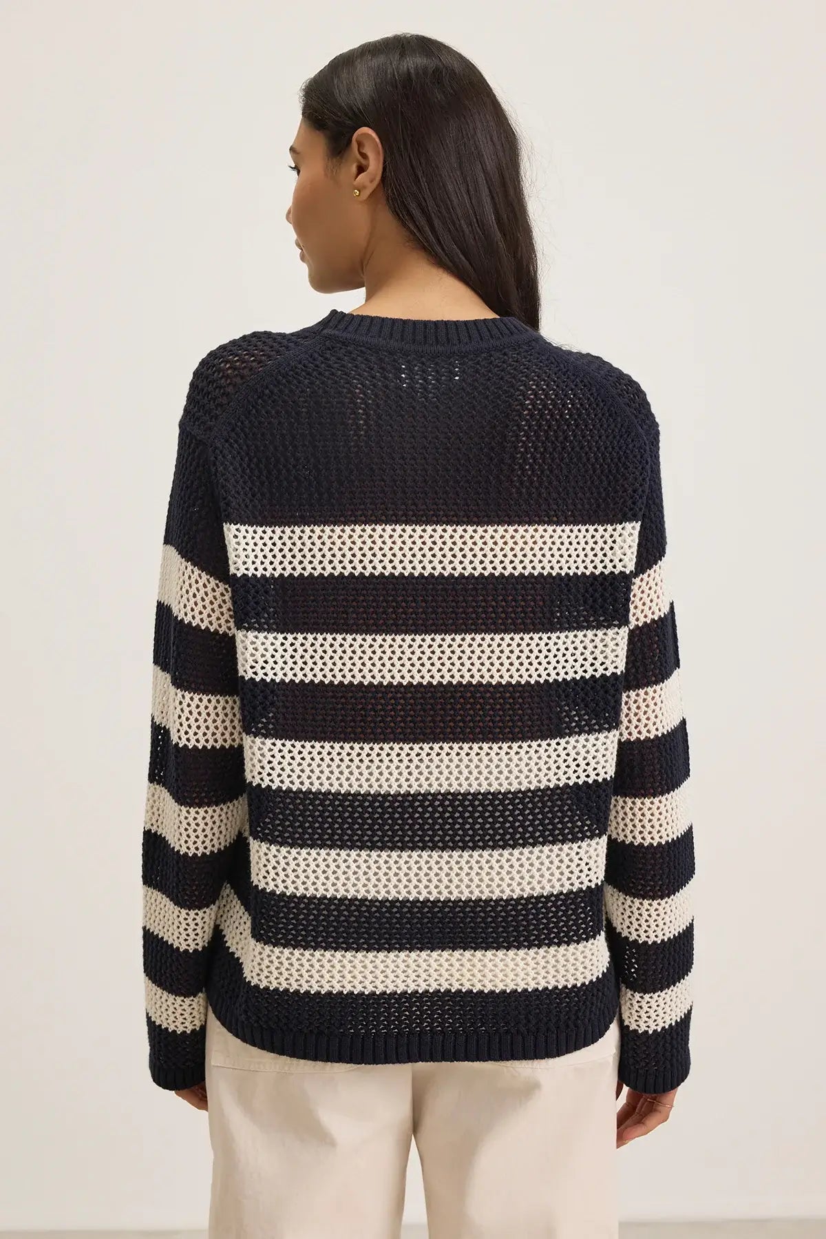 Kanan Striped Long Sleeve Top in Navy/Milk