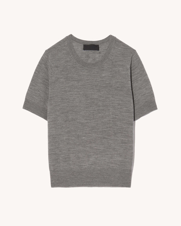 Nili Lotan - Leilani Knit Tee in Medium Grey Melange