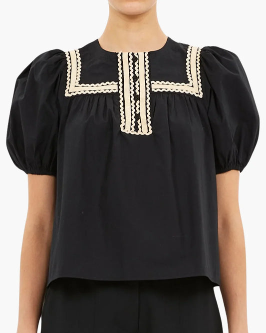 Ulla Johnson - Lia Puff sleeve top in Noir