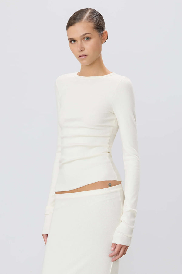 Eterne - Long Sleeve Fitted top in Cream