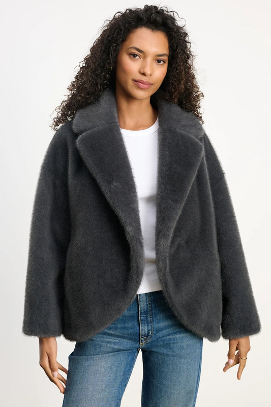 Velvet - Carolyn Fur Jacket in Slate