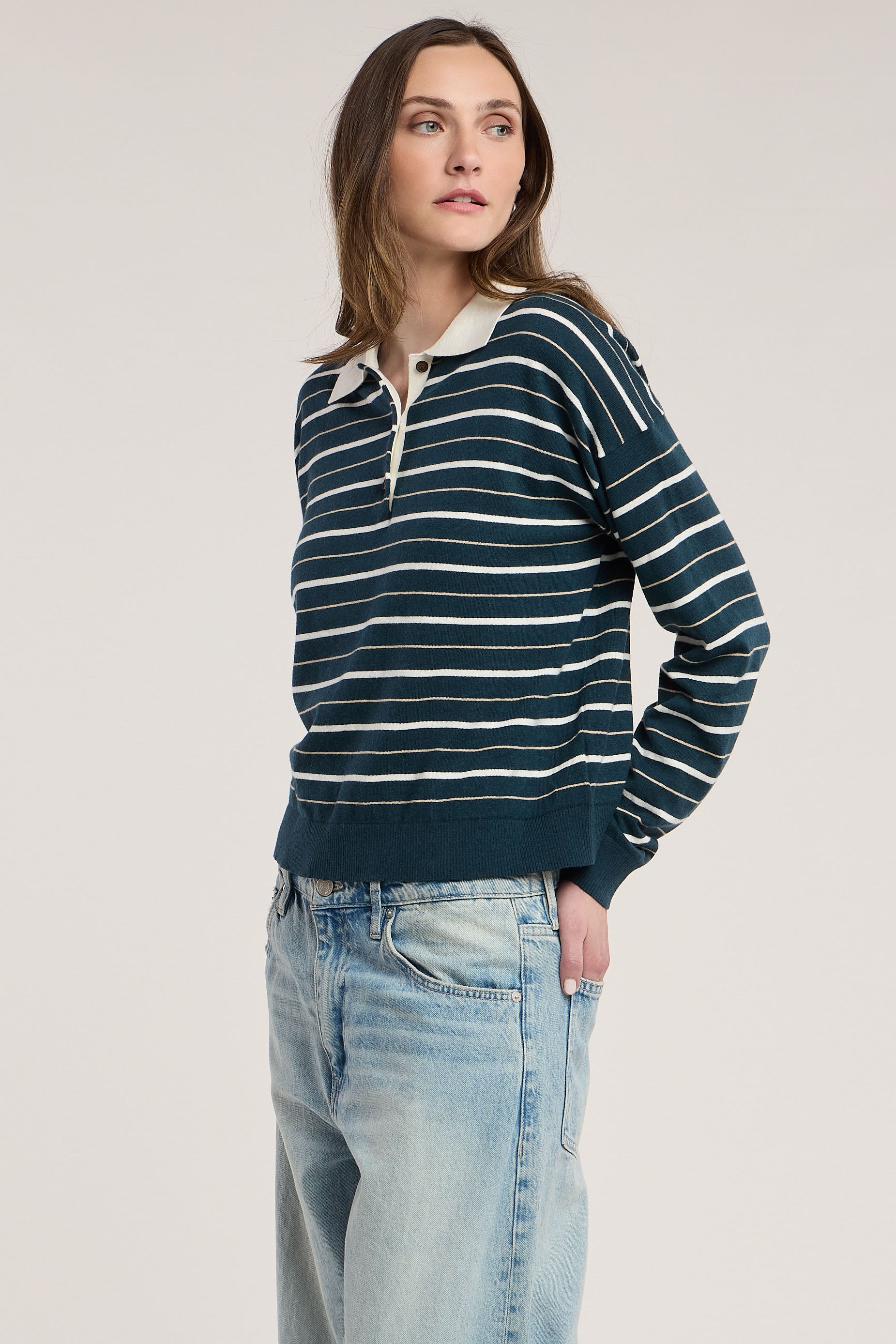 Velvet - Kaelin Polo Sweater in multi