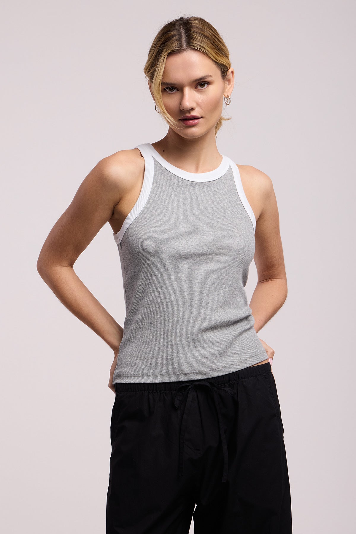 Velvet - Lindy Tank Top in Heather gray/white