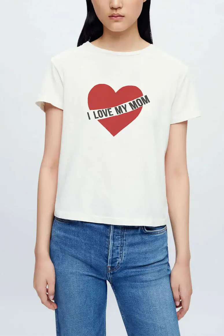 RE/DONE - Classic Tee "I Love My Mom"- Vintage White