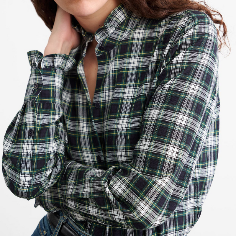 Nili Lotan - Lydia Shirt in Ivory Green Plaid