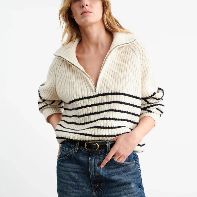 Nili Lotan - Amelina Sweater in Ivory/Dark Navy Stripe