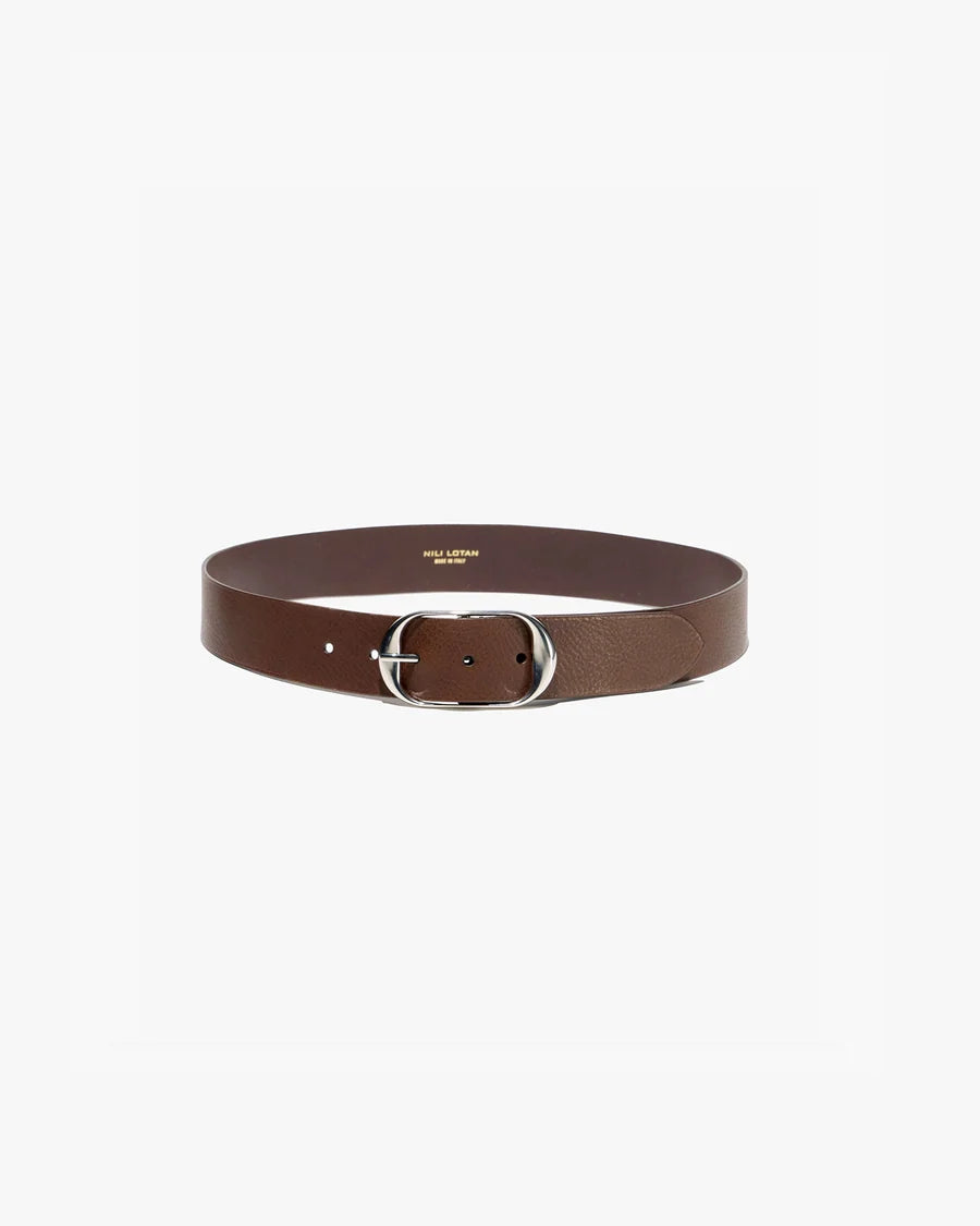 Nili Lotan - Nili belt in Chestnut w/antique silver buckle