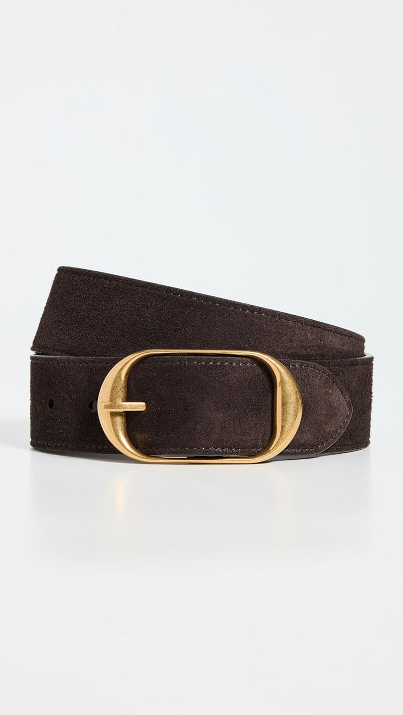 Nili Lotan - Nili Belt in Espresso suede w/ Antique Brass Buckle