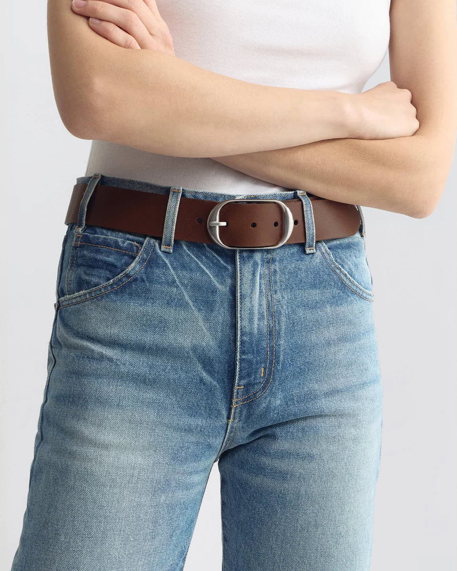 Nili Lotan - Nili belt in Chestnut w/antique silver buckle