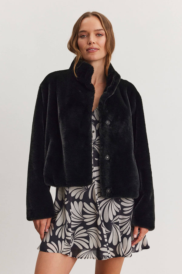 Velvet - Sheena faux fur jacket in black