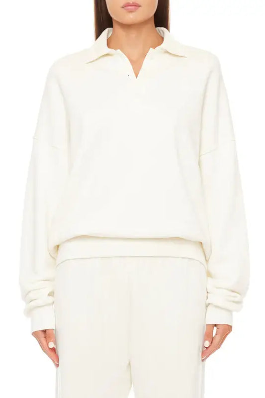 Eterne - Oversized Polo Sweatshirt in Cream