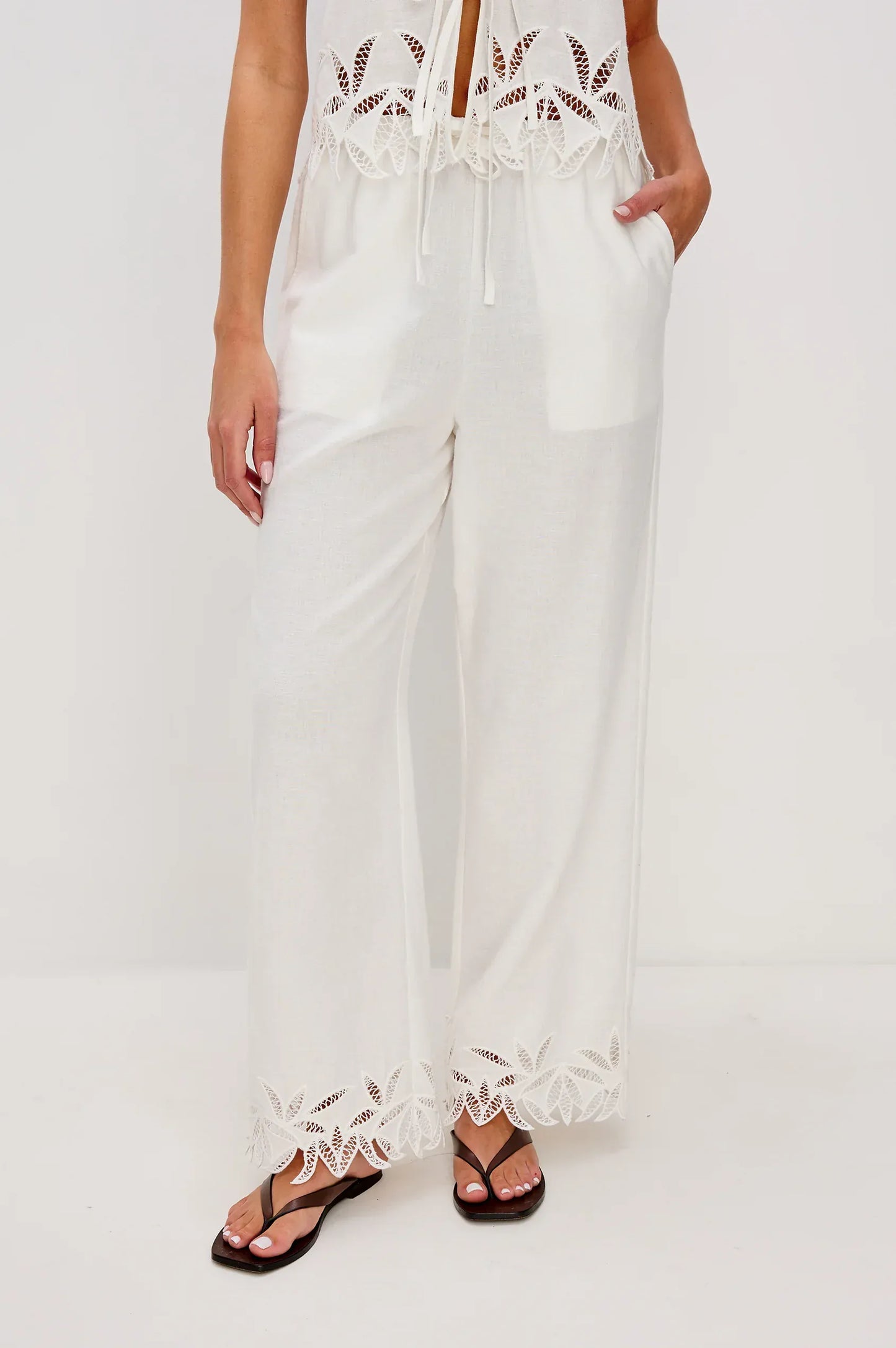 Rails Pants Rails - Emmie pant in white palm embroidery