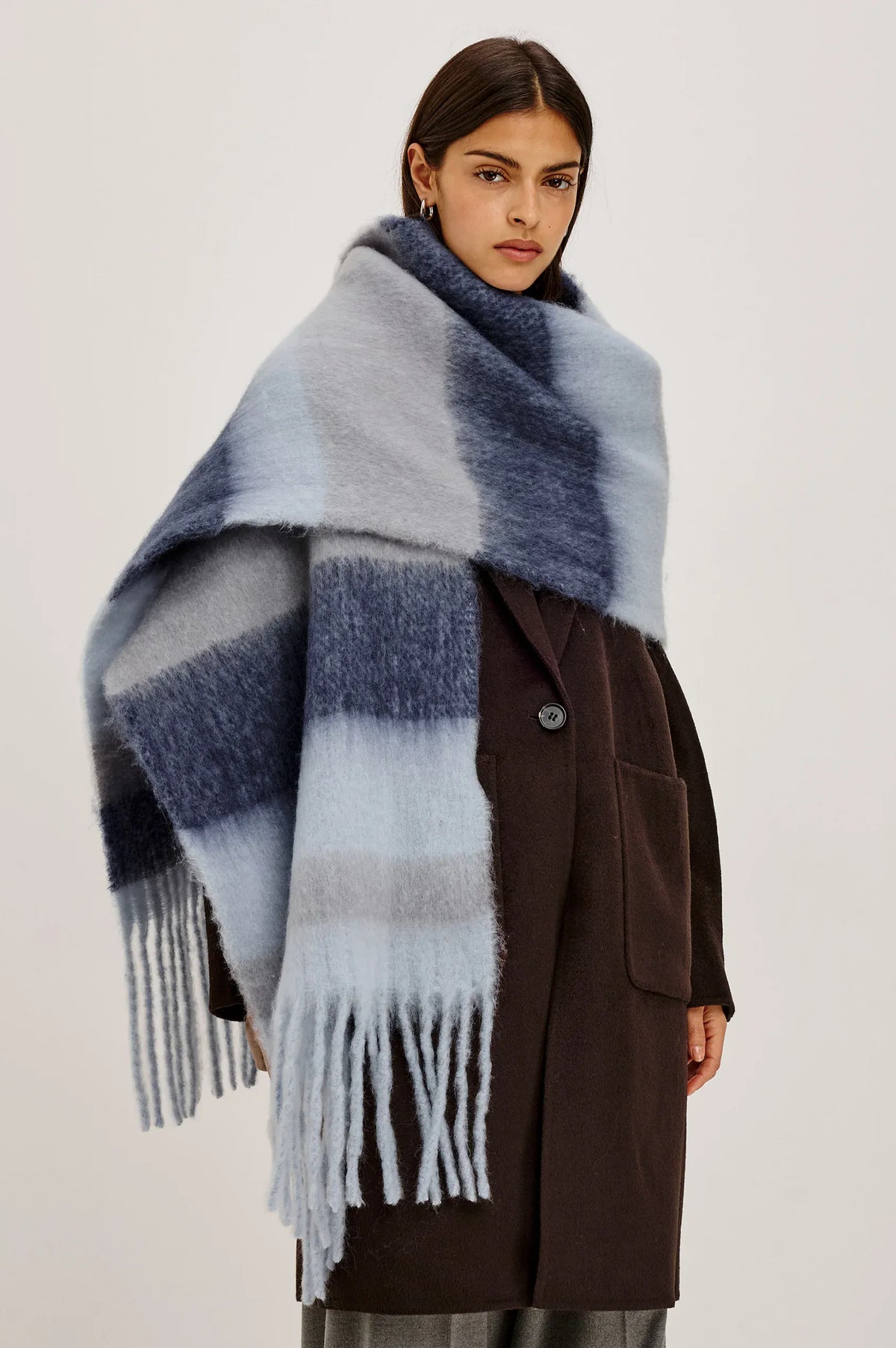 Rails Scarves & Shawls O/S Rails - Oslo scarf in Sky Indigo Stripe