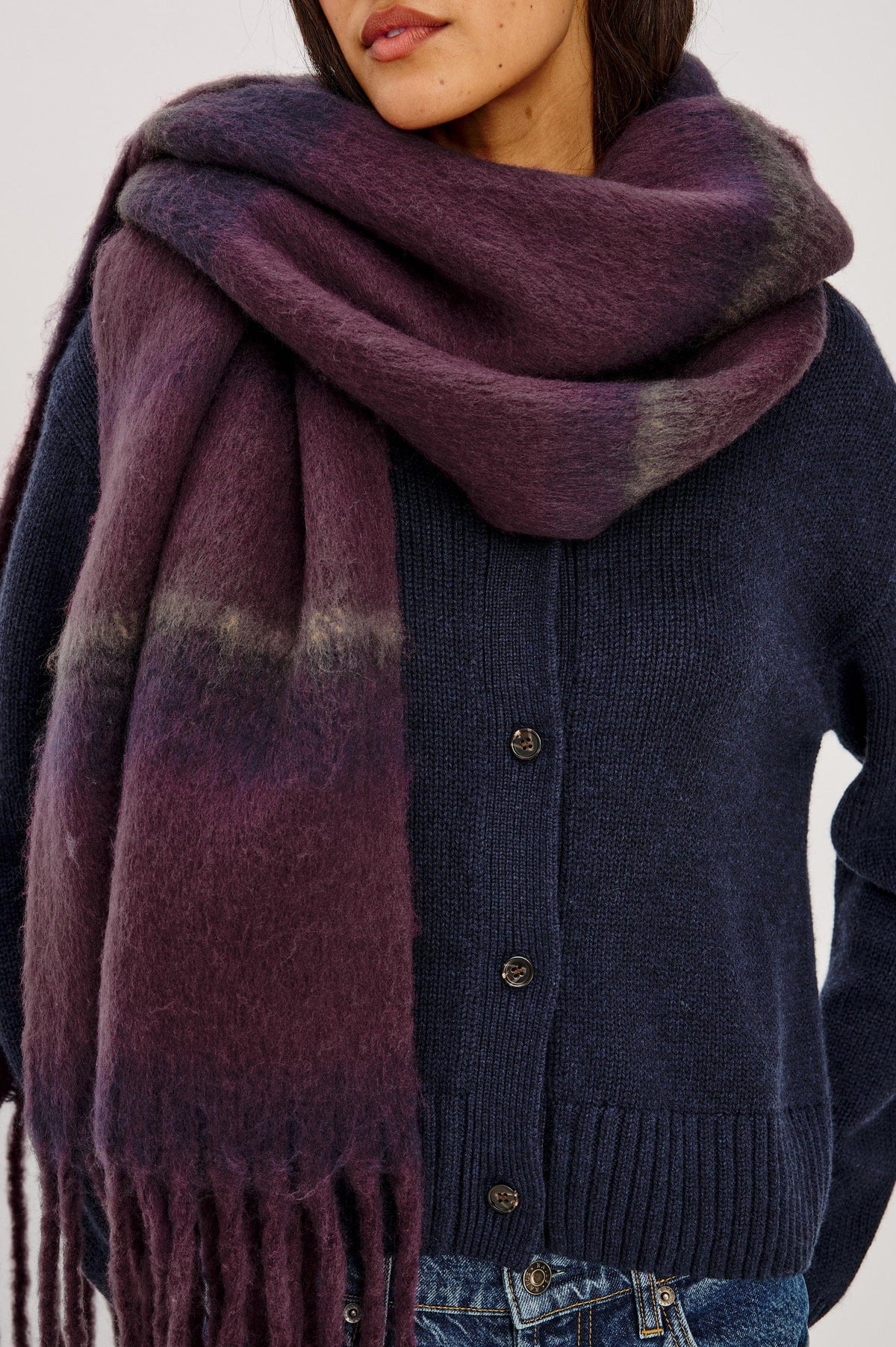Rails Scarves & Shawls O/S Rails - Oslo scarf Wine Indigo Stripe
