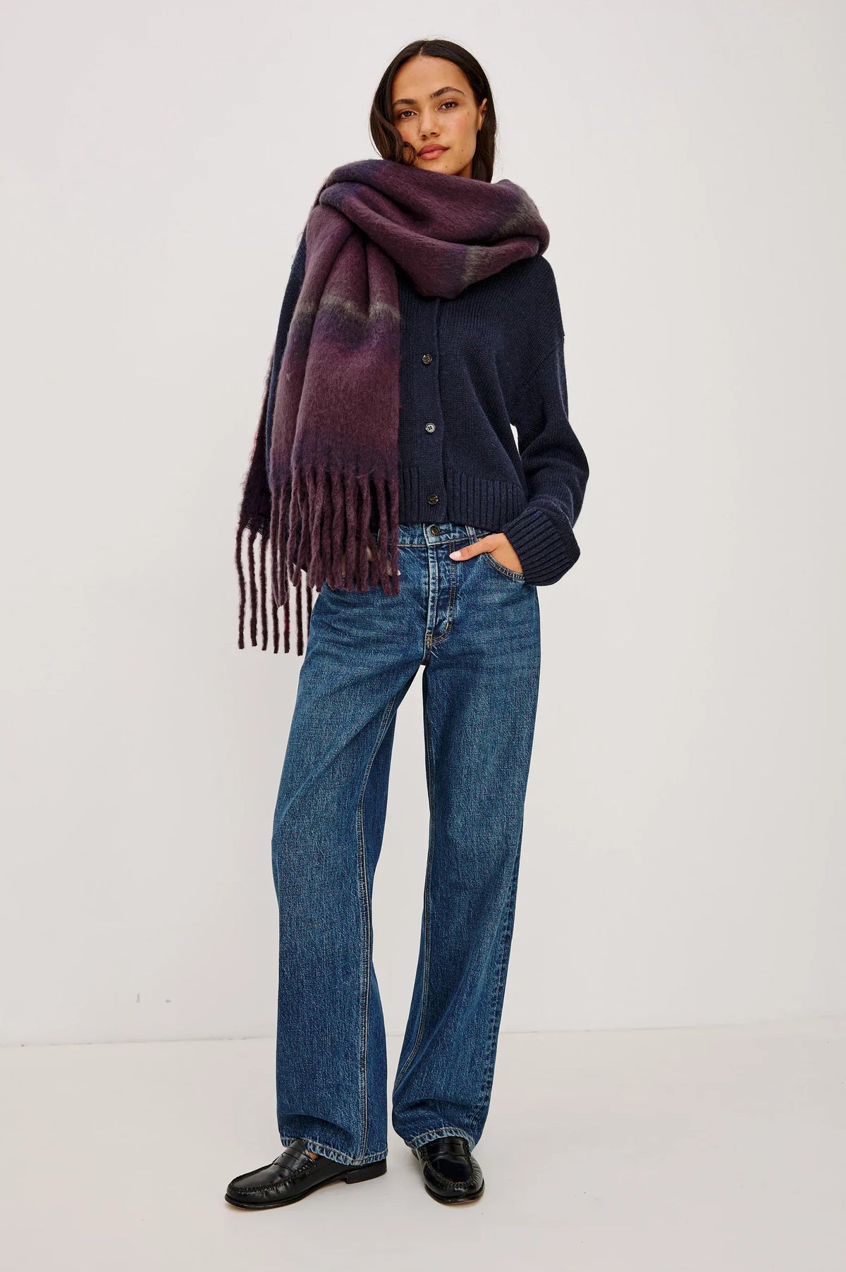 Rails Scarves & Shawls O/S Rails - Oslo scarf Wine Indigo Stripe