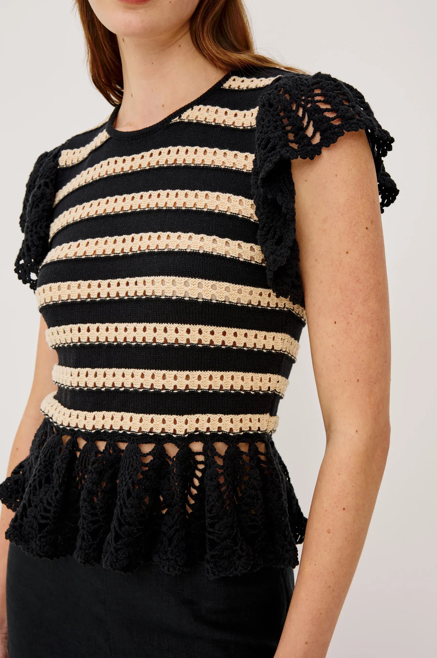 Rails Shirts & Tops Rails - Coen Top in Black Oat Stripe