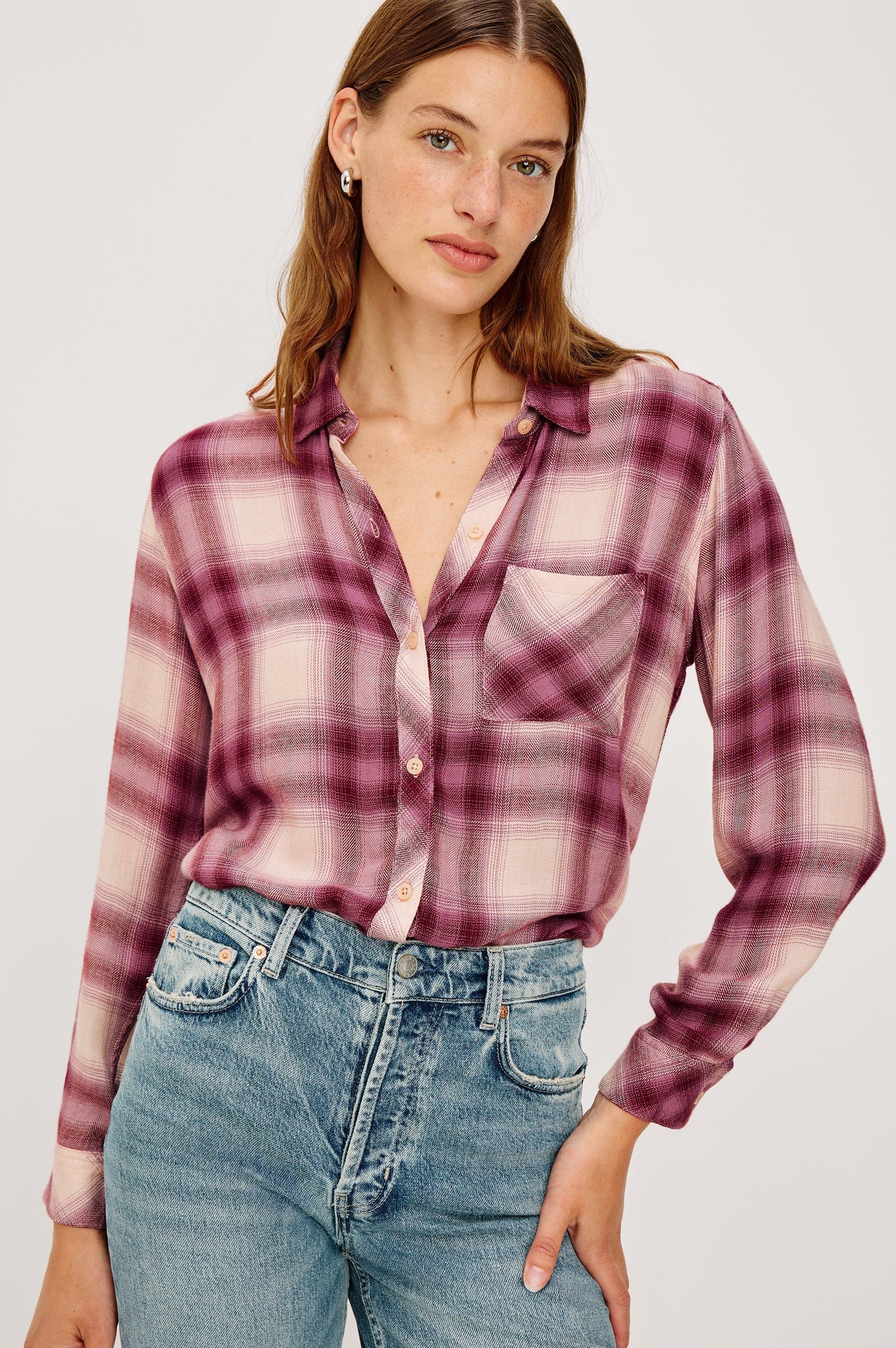 Rails Shirts & Tops Rails - Hunter shirt Faded Plum Ivory