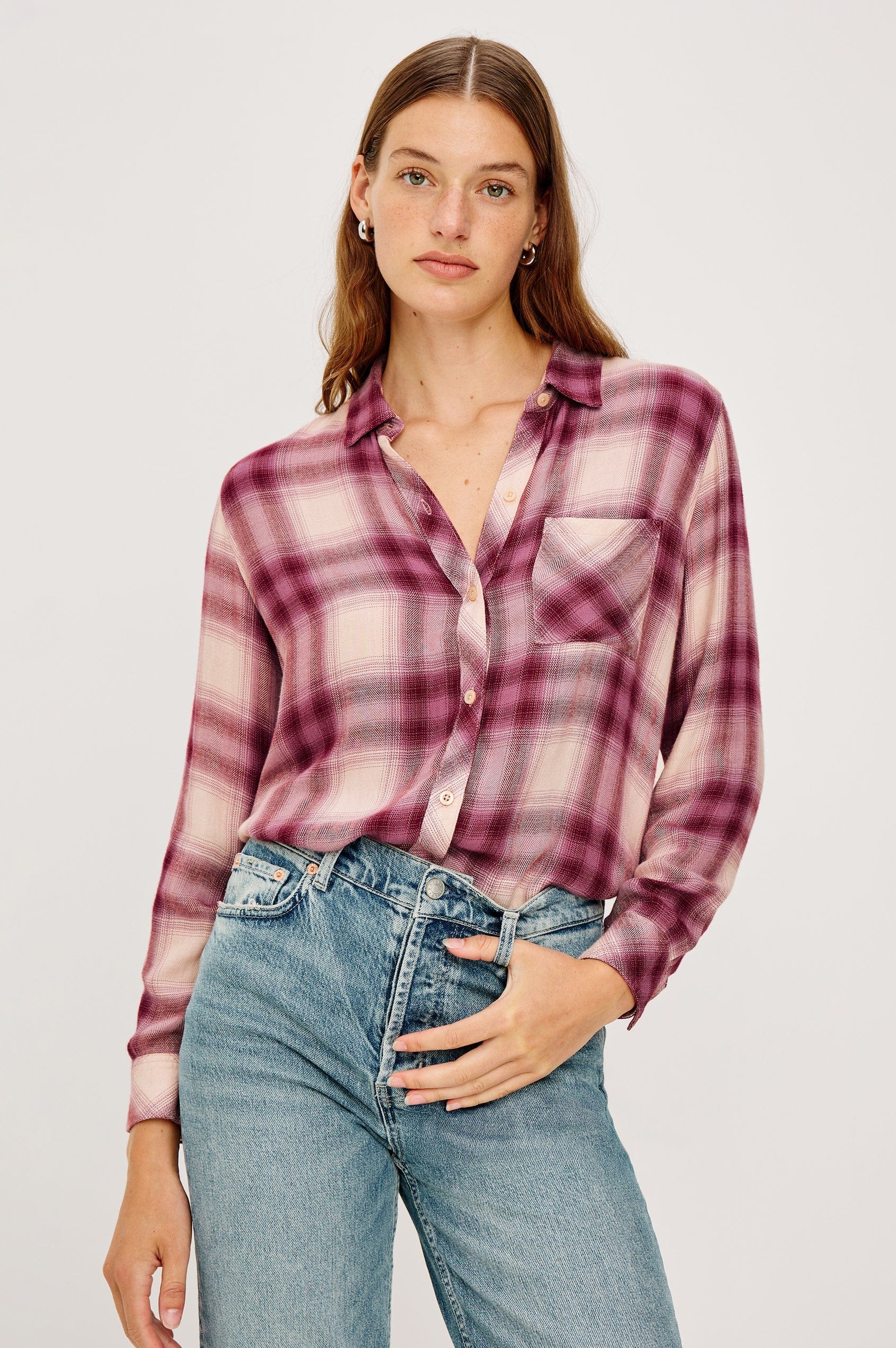 Rails Shirts & Tops Rails - Hunter shirt Faded Plum Ivory